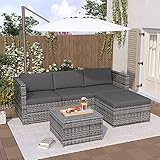 Merax Polyrattan Lounge, Gartenmöbel Set Balkonmöbel für 3-4 Personen, Gartenlounge,...