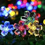 Qedertek Solar Lichterkette Aussen 7M 50 LED Blumen Lichterkette Außen Solar Wasserdicht...