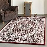 VIMODA Klassisch Orient Teppich dicht gewebt in Dunkel Rot, Maße:80 x 150 cm