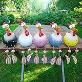 Keramik Huhn Gartendeko,Tierfigur Gartenstecker Keramikfigur Handarbeit...