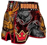 Buddha Fight Wear. Short Retro Koy Premium Schwarz, speziell für Kickboxen, Muay Thai, K1...