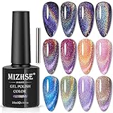 MIZHSE Cat Eye UV Gel Nagellack Universeller Regenbogen Cateye UV Nagellack Set...