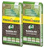 Floragard 4 in 1 Rasen-Fit 2x20 L für 20 m² • Rasenerde • Rasensubstrat zur...