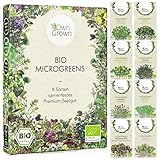 Microgreens Samen Set: 8 Sorten BIO Sprossen und Mikrogrün Saatgut im Microgreens Starter...