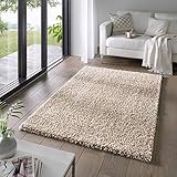 Taracarpet Shaggy Teppich Wohnzimmer Venezia Hochflor Langflor Teppiche modern Beige...