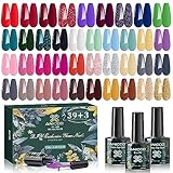 Anicco 42 Stück UV Gel Nagellack Set, Farbgel , mit Base & Top Coat & Matte Coat, Shellac...