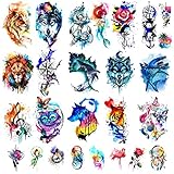 48 Aquarell-Tattoos, temporäre Tattoos für Erwachsene, Männer, Frauen und...