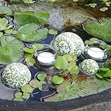 Storm's Gartenzaubereien Dekokugel - Schwimmkugel aus Keramik mit grünen Rankenmuster in...