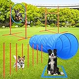 Aystkniet Agility Set Hunde 5 Set Besteht aus 60 × 177CM Agility Tunnel, 8...