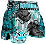 Buddha Fight Wear. Short Retro Koy Premium Weiß, speziell für Kickboxen, Muay Thai, K1...