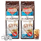 HEARTS Eiskaffee 2 x 1 kg, 65 Tassen pro Beutel, Vorteilspack, Ice Coffee, Erfrischender...