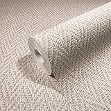 WALLCOVER Tapete Grau Weiss Beige Muster Vliestapete modern in Sisal Rattan...