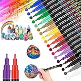 Goffii 18 Farbe Steine Bemalen Acrylstifte für Steine wasserfest Permanent Marker Stift...