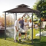 OUTDOOR WIND 2,4 x 1,5 m zweistufiger Grillpavillon mit LED-Licht (braun)