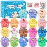 18 Pack Super Soft Fluffy Butter Slime Kit, mit Süßigkeiten, EIS, Obst, Mini...