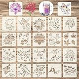 ASTER 20 Stücke Blumen Vogel Schablone Flower Painting Template, 15 x 15 cm...