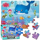 Ocean World Bodenpuzzle für Kinder im Alter von 3–5 Jahren, 35 Teile Meerjungfrau...